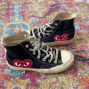 Comme des Garcons PLAY x Converse Black High-Top Sneakers with Red Heart